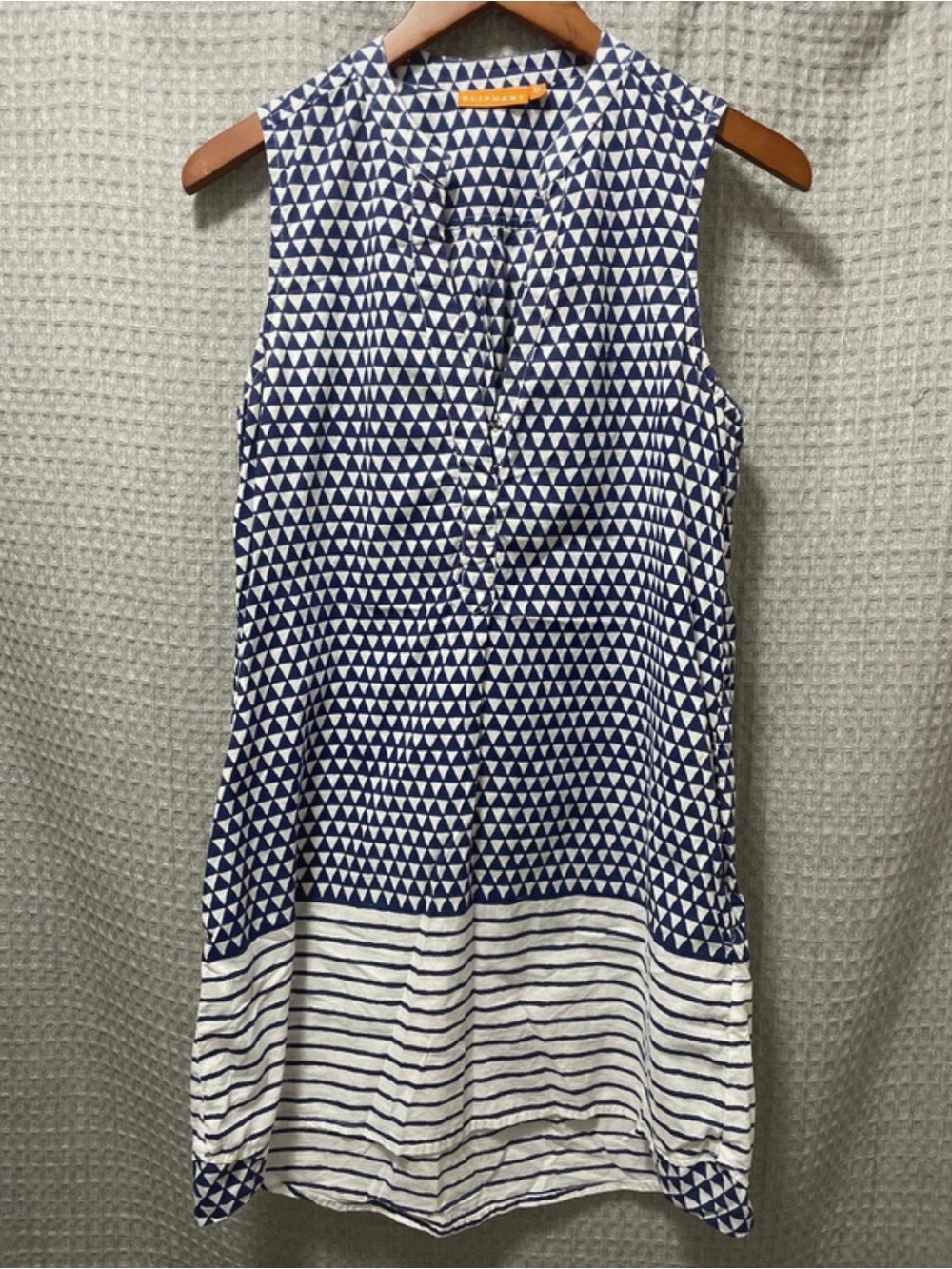 Oliphant cabana sleeveless shift dress.